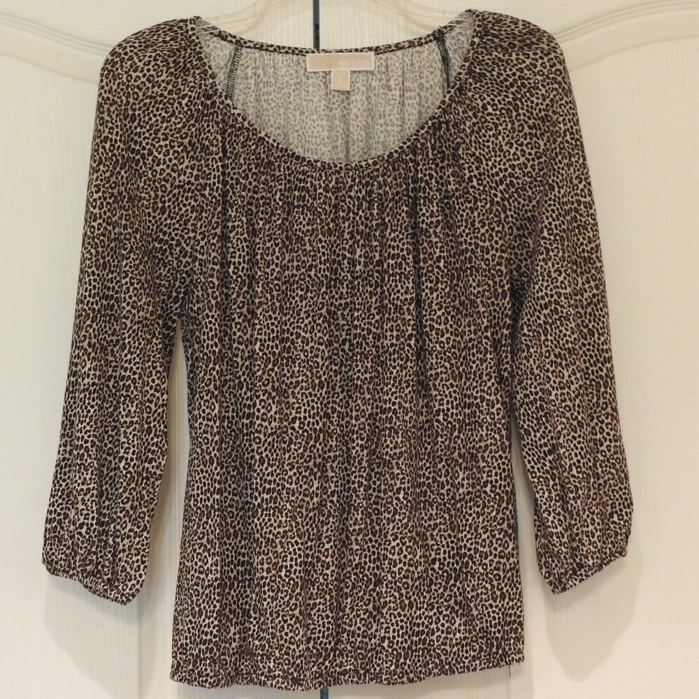 Michael Kors Leopard Print Peasant Top, Size Small